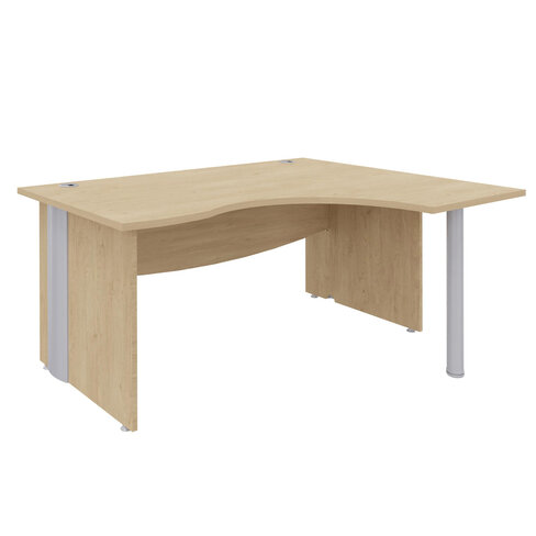 Bureau compact 90° asymétrique Majesty - l. 160 x l. 120 x pr. 60-80 cm - pieds panneaux