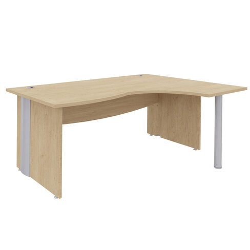 Bureau compact 90° asymétrique Majesty - l. 180 x l. 120 x pr. 60-80 cm - pieds panneaux