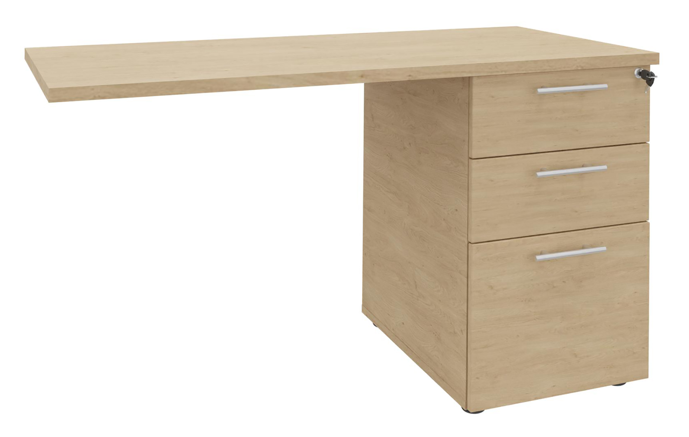 Retour pour bureau Majesty l. 120 x pr. 60 cm - sur caisson- 2 tiroirs plats + 1 tiroir dossiers suspendus