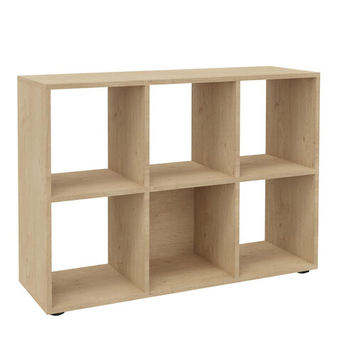 Bibliothèque ouverte mélaminé Majesty - h. 84 x l. 121 cm - 6 niches