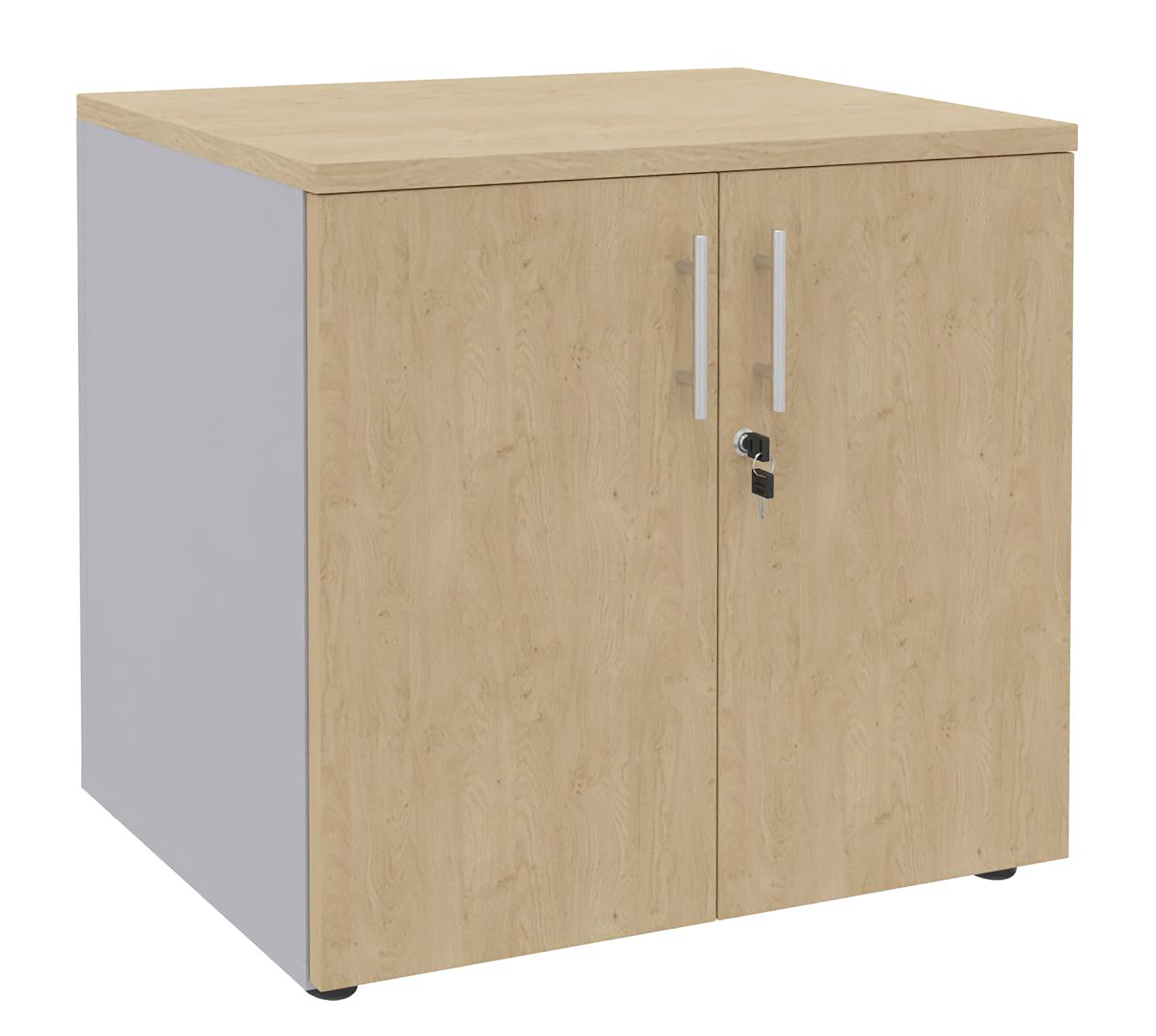 Armoire hauteur bureau mélaminé Majesty - l. 80 cm - 1 tablette métal - portes battantes