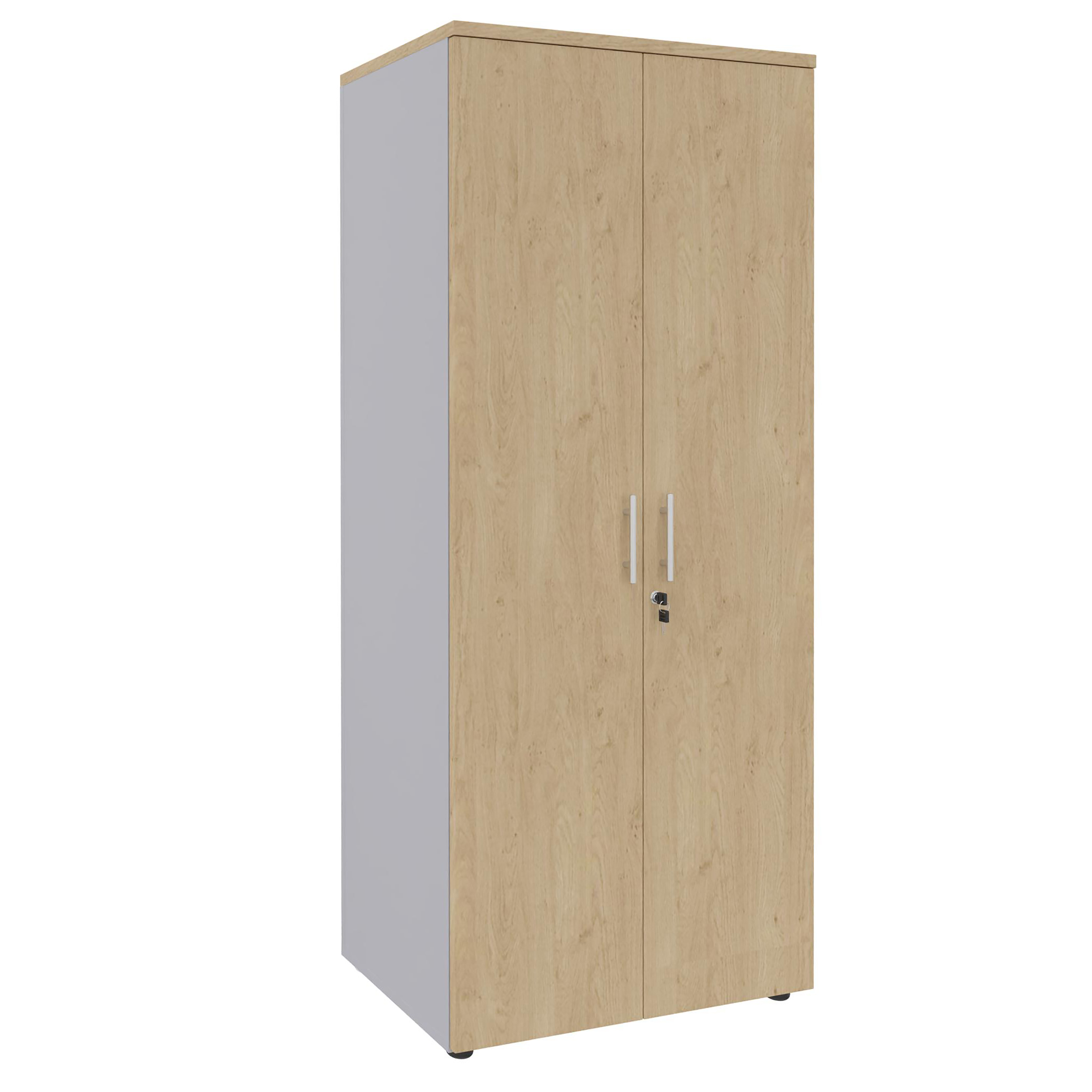 Armoire mélaminé Majesty - h. 183 x l. 100 cm - 4 tablettes métal - portes battantes