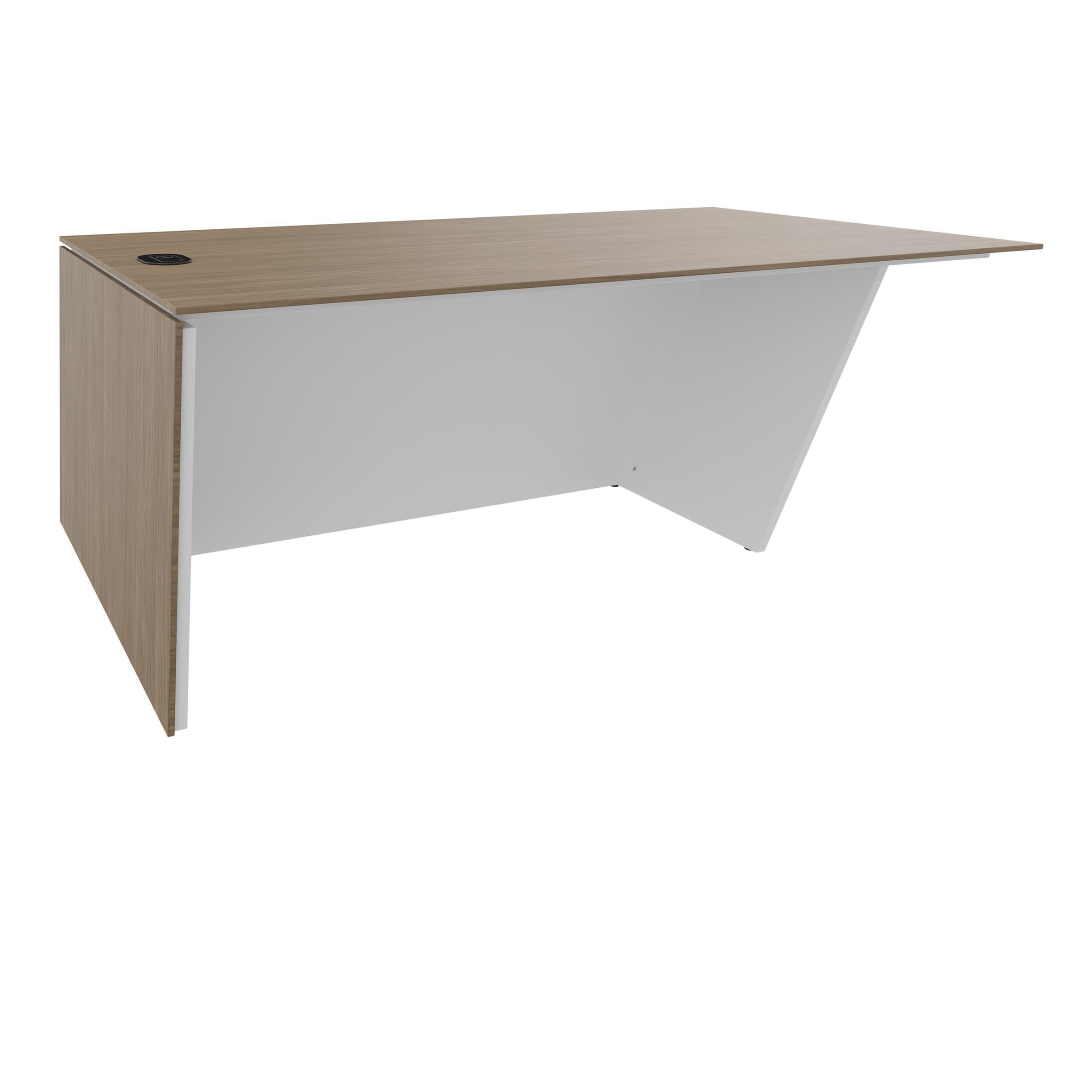 Bureau droit Kheops - l. 200 x pr. 100 cm - pieds panneaux - avec boitier prise et chargeur induction