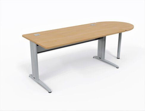 Bureau droit Corial - l. 160 x pr. 80 cm + convivialité demi-lune latérale