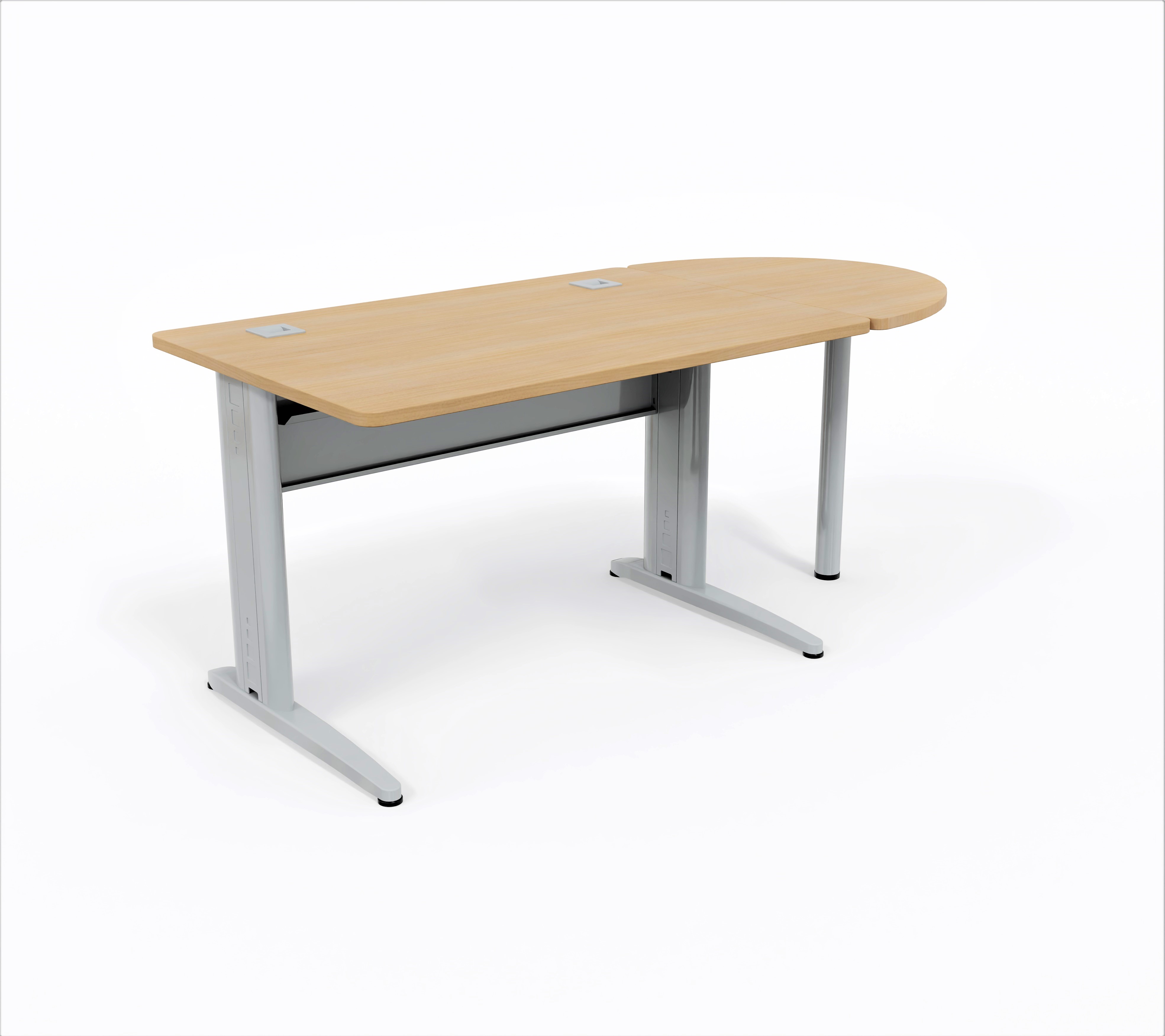 Bureau droit Corial - l. 120 x pr. 80 cm + convivialité demi-lune latérale