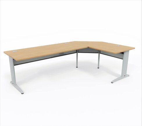 Bureau droit Corial - l. 180 x pr. 80 cm + angle 90° + retour l. 80 x pr. 80 cm