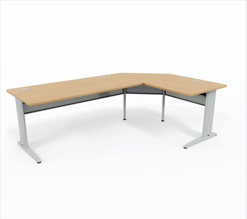 Bureau droit Corial - l. 160 x pr. 80 cm + angle 90° + retour l. 80 x pr. 80 cm
