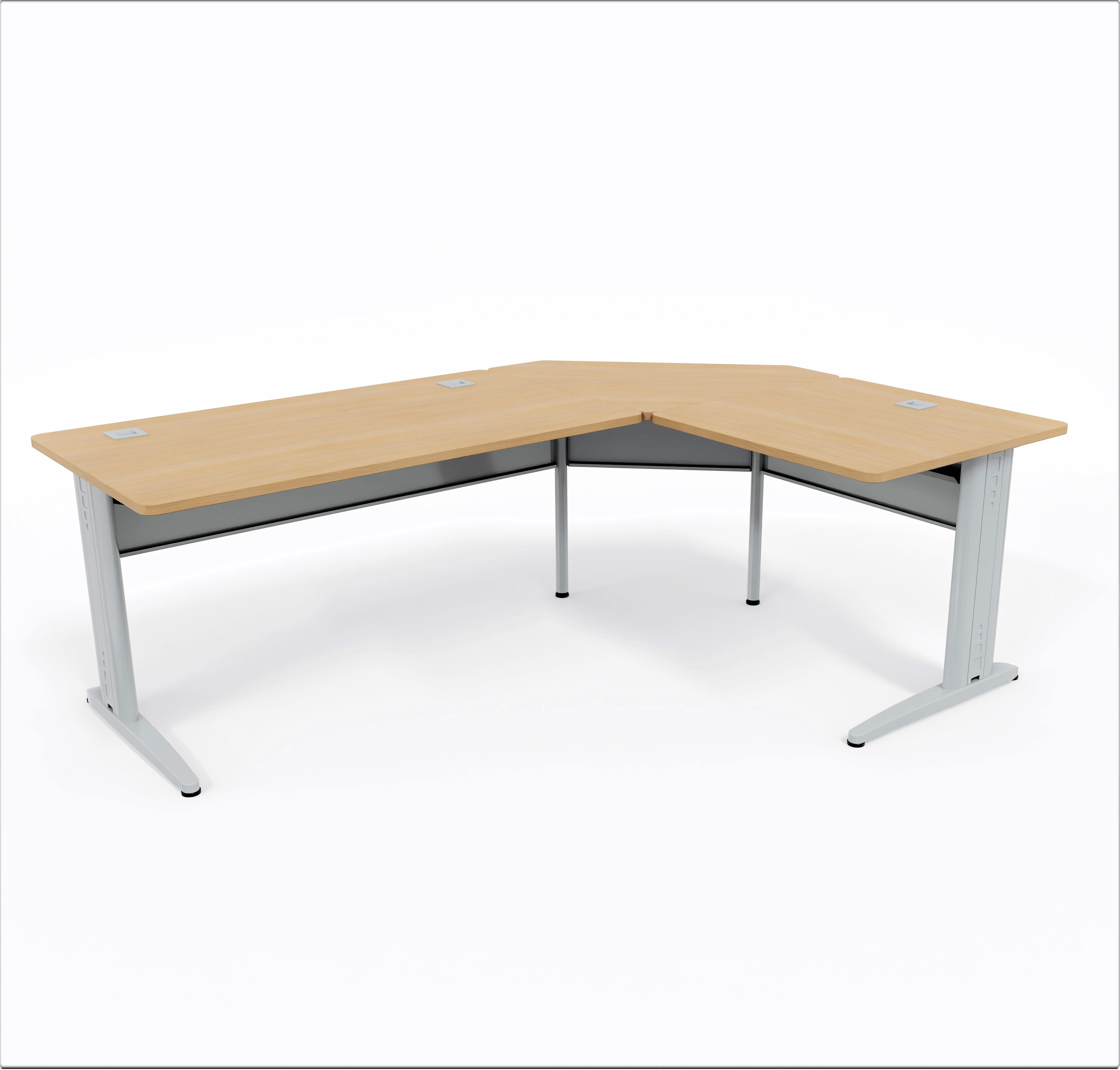 Bureau droit Corial - l. 140 x pr. 80 cm + angle 90° + retour l. 80 x pr. 80 cm