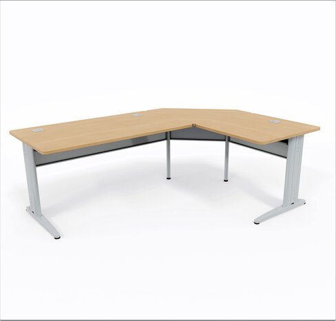 Bureau droit Corial - l. 140 x pr. 80 cm + angle 90° + retour l. 80 x pr. 80 cm