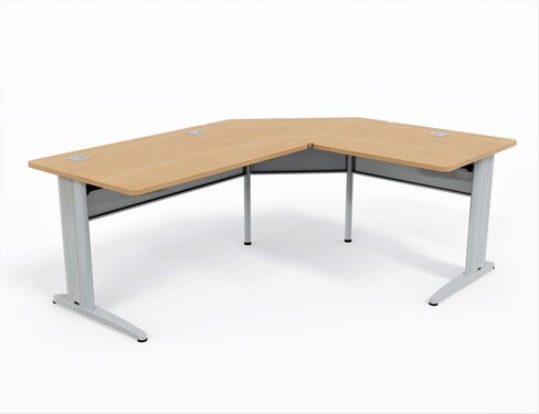 Bureau droit Corial - l. 120 x pr. 80 cm + angle 90° + retour l. 80 x pr. 80 cm