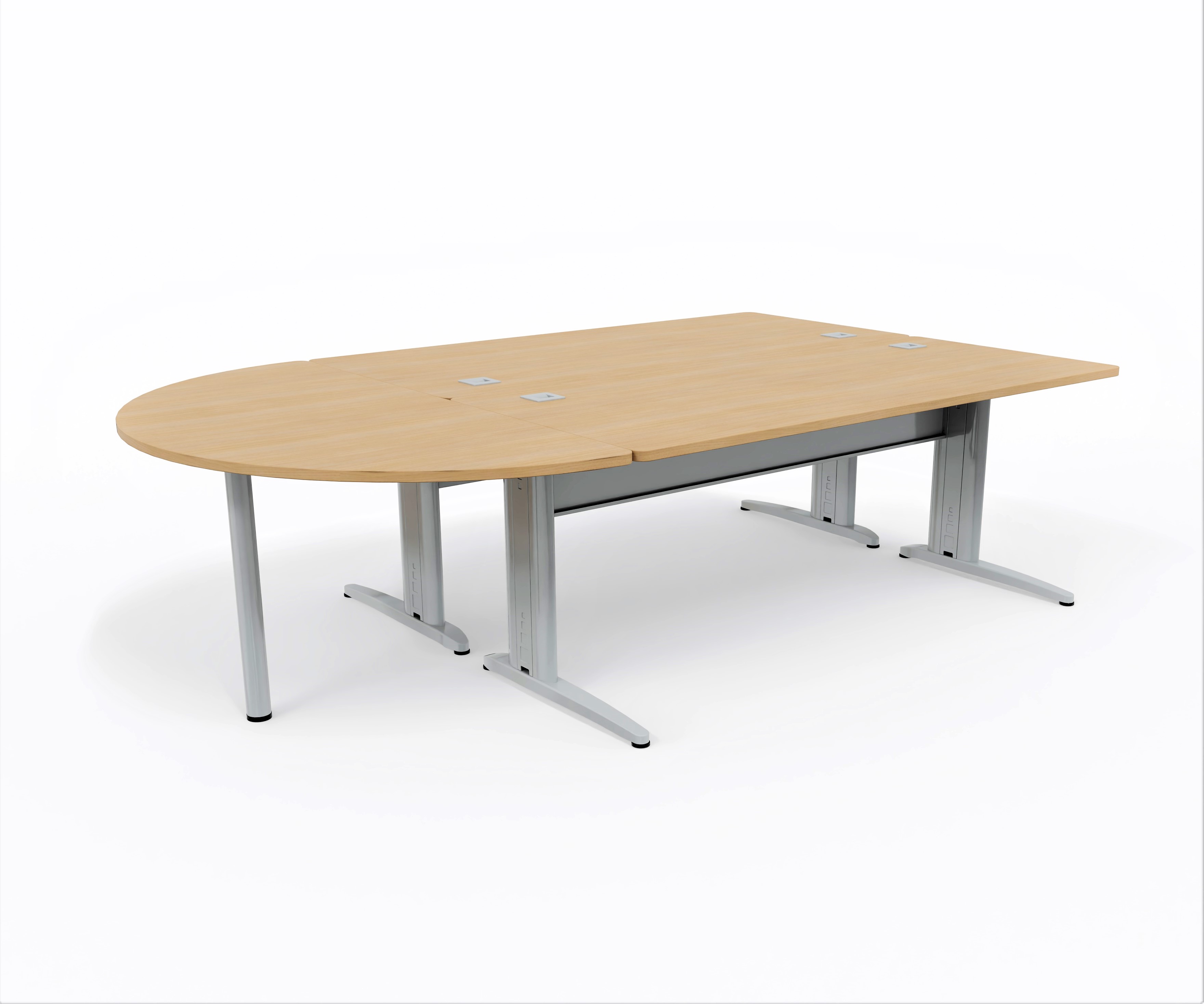 Ensemble 2 bureaux droits Corial - l. 180 x pr. 80 cm + convivialité demi-lune latérale