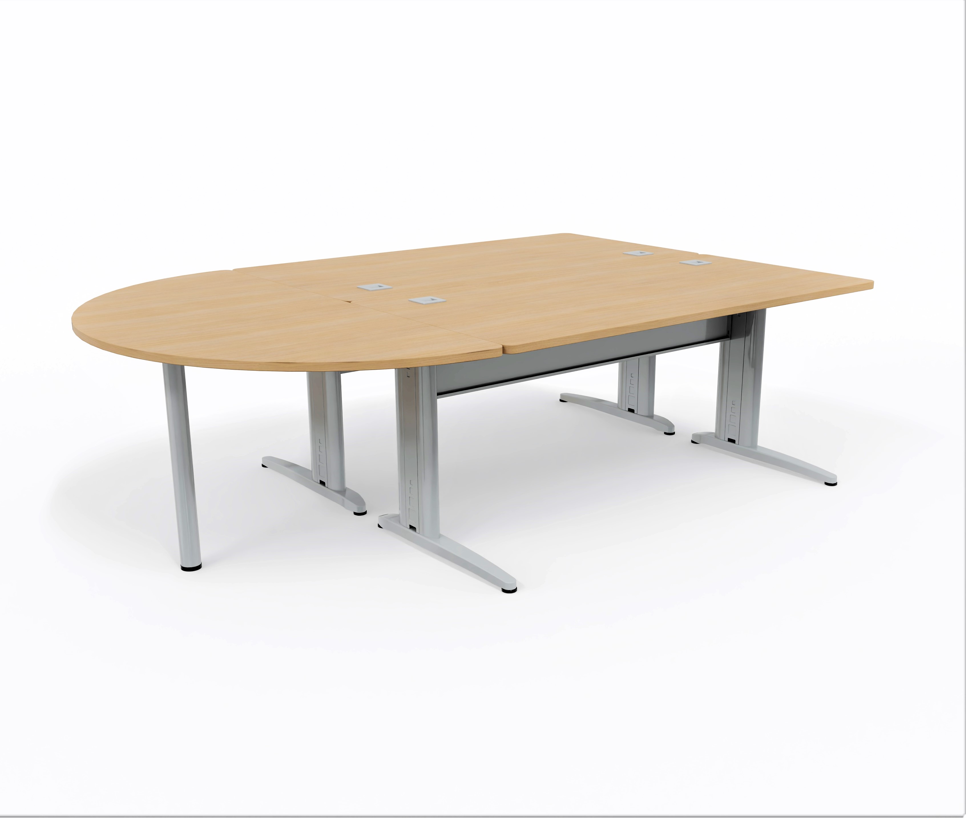 Ensemble 2 bureaux droits Corial - l. 160 x pr. 80 cm + convivialité demi-lune latérale