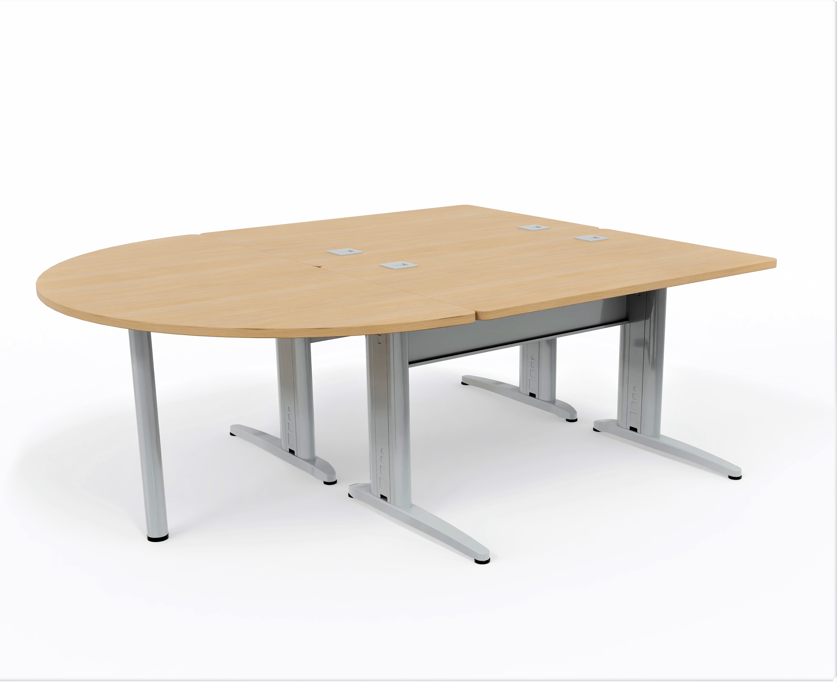 Ensemble 2 bureaux droits Corial - l. 120 x pr. 80 cm + convivialité demi-lune latérale