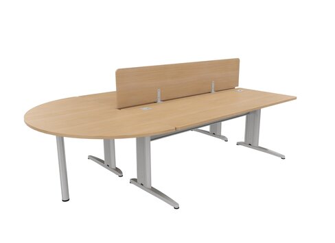 Ensemble 2 bureaux droits Corial - l. 120 x pr. 80 cm + convivialité demi-lune latérale + écran de séparation