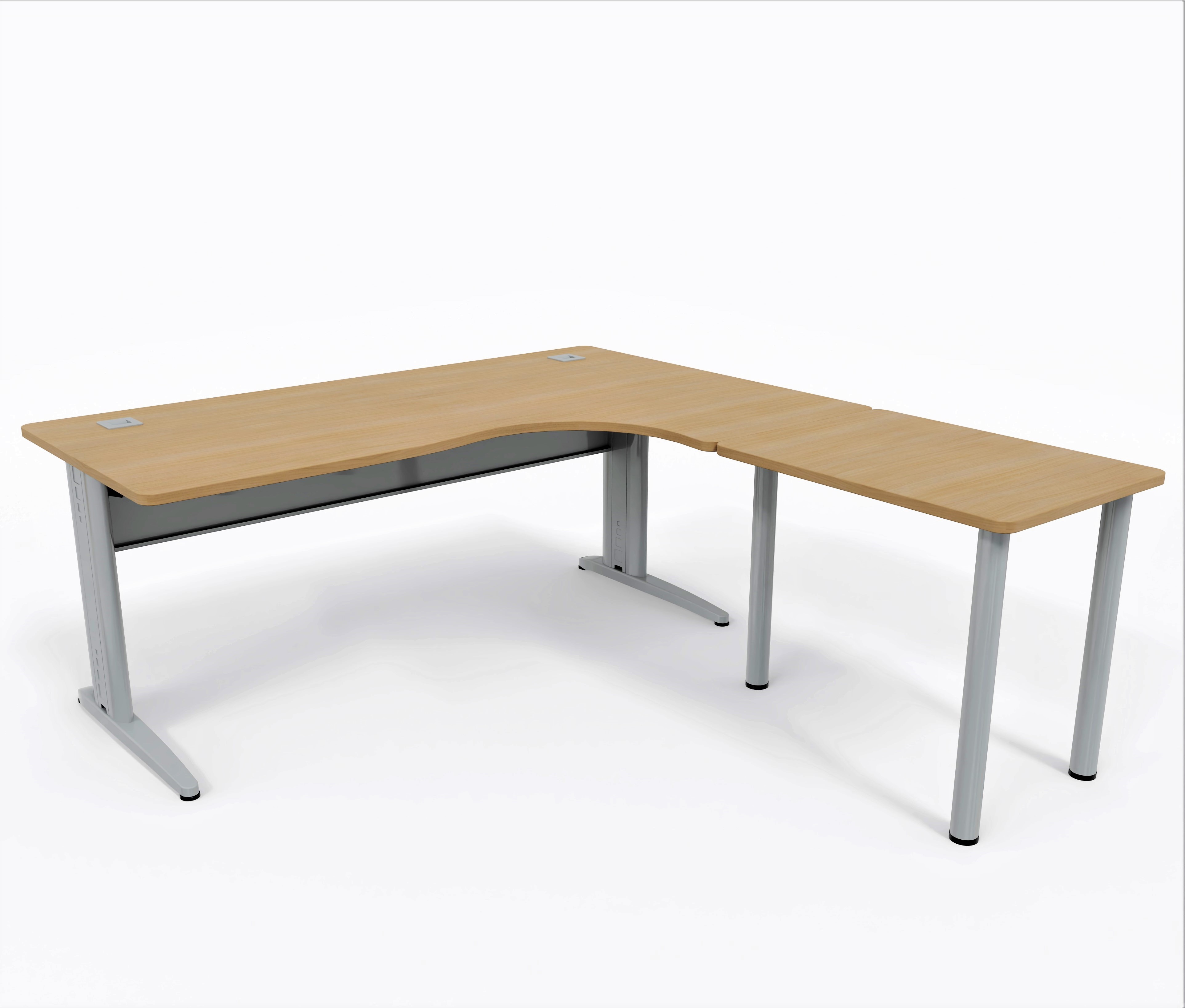 Bureau compact 90° asymétrique Corial - l. 180 x l. 120 x pr. 80-60 cm + retour l. 80 x pr. 60 cm