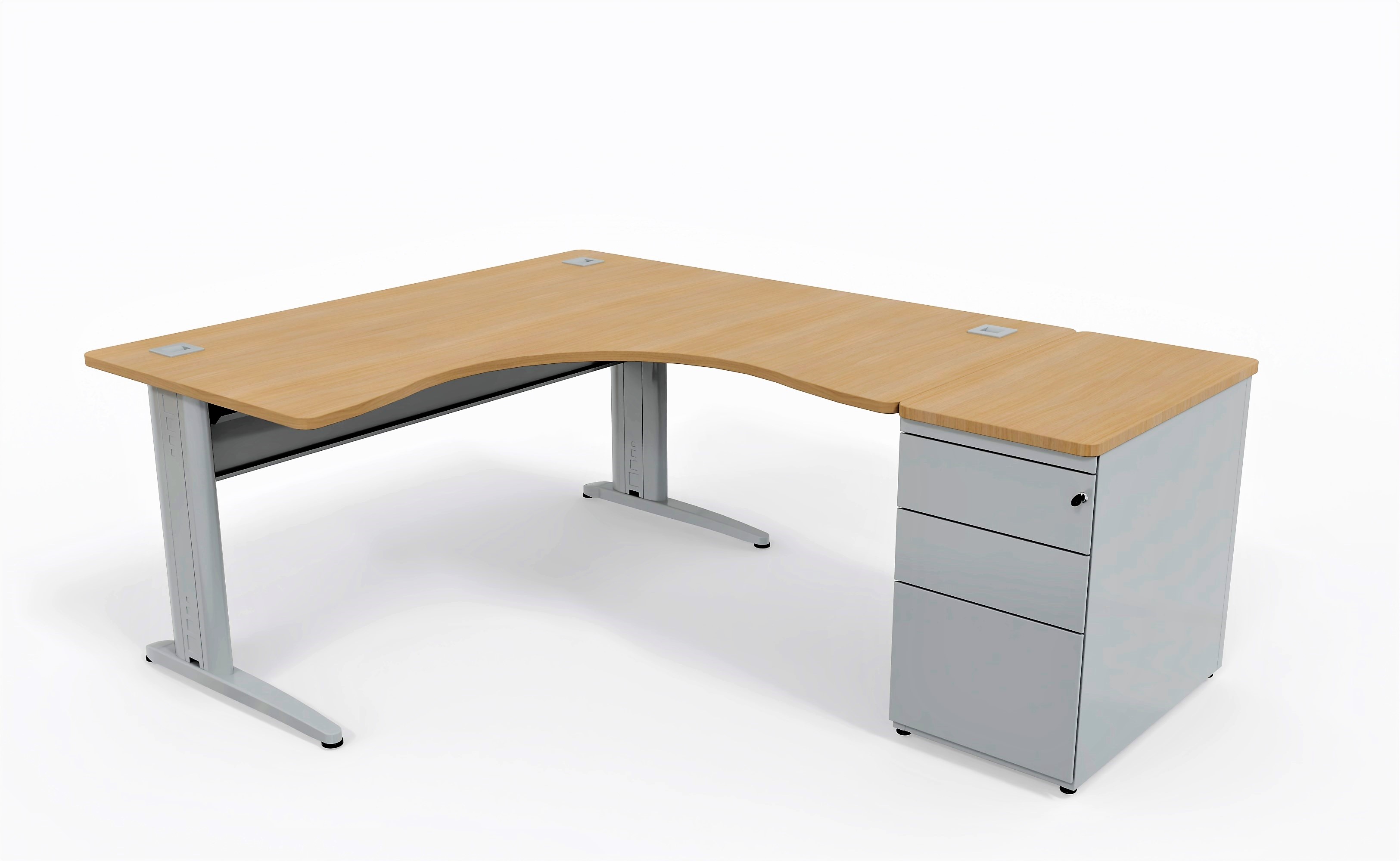 Bureau compact 90° symétrique Corial - l. 160 x pr. 80 cm + caisson hauteur bureau