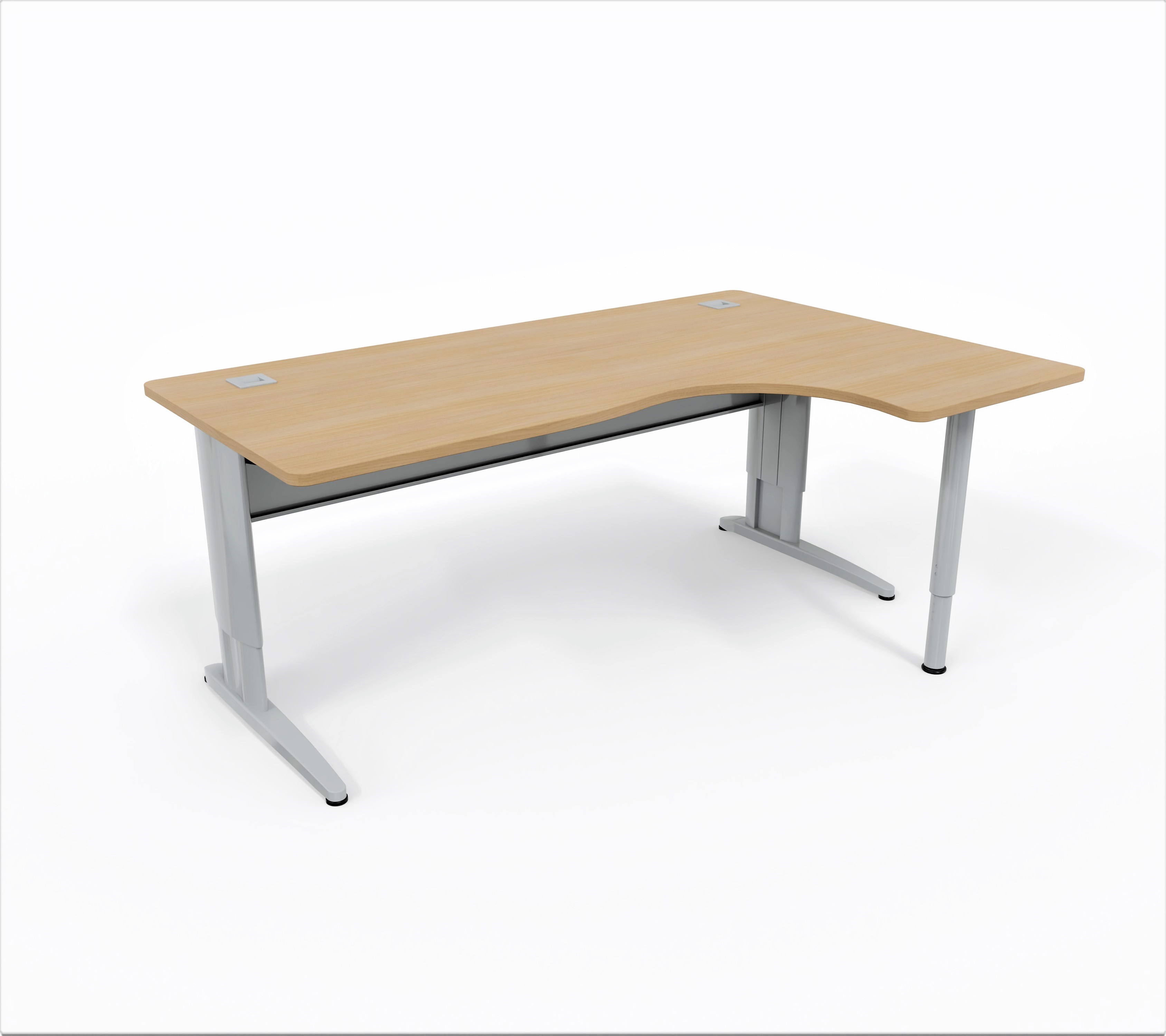 Bureau compact 90° asymétrique Corial - l. 180 x l. 120 x pr. 80-60 cm -piétement réglable en hauteur