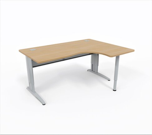 Bureau compact 90° asymétrique Corial - l. 160 x l. 120 x pr. 80-60 cm -piétement réglable en hauteur