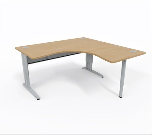 Bureau compact 90° symétrique Corial - l. 160 x pr. 80 cm - piétement réglable en hauteur