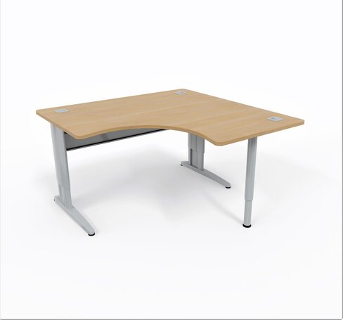 Bureau compact 90° symétrique Corial - l. 140 x pr. 80 cm - piétement réglable en hauteur