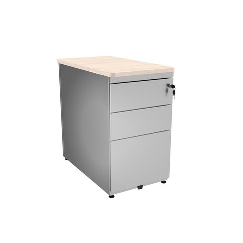 Caisson hauteur bureau métallique Corial - 2 tiroirs plats + 1 tiroir dossiers suspendus - pr. 80 cm