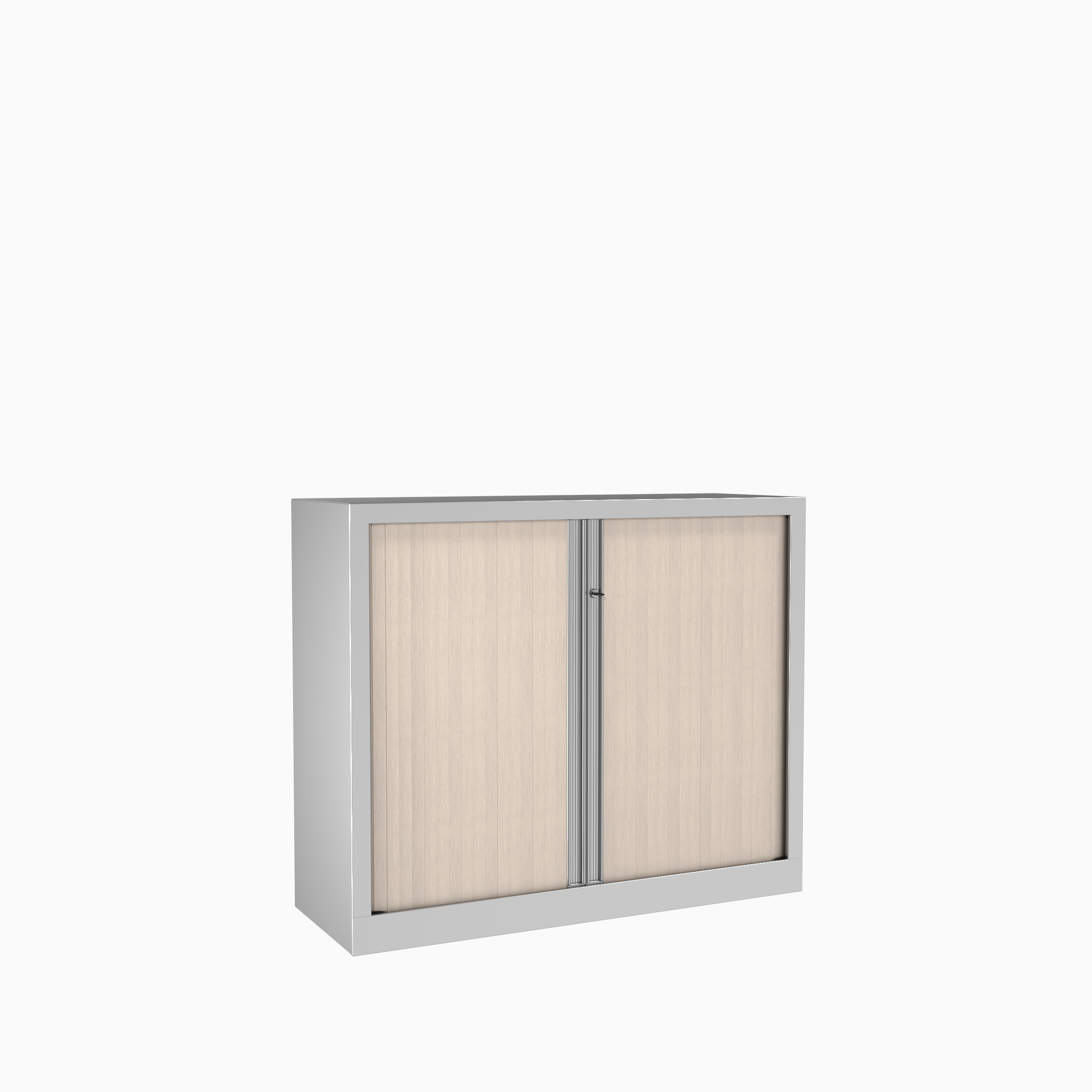 Armoire métallique Corial - h. 100 x l. 120 cm - 2 tablettes - façade décor bois - fermeture rideaux