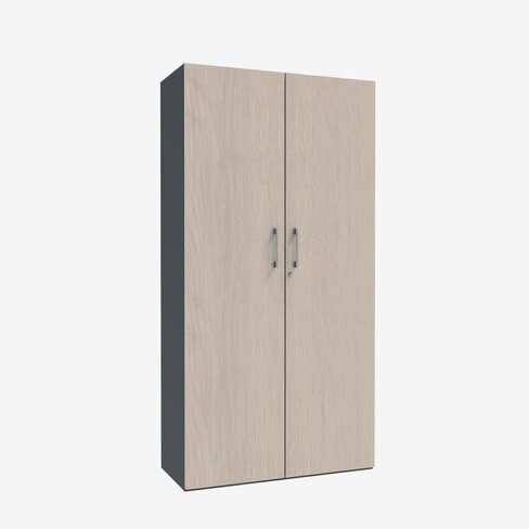 Armoire métallique/mélaminée Corial - h. 198,1 x l. 100 cm - 4 tablettes métal - portes battantes