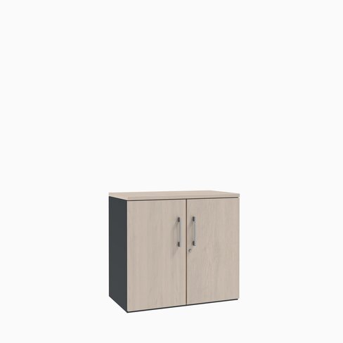 Armoire hauteur bureau métallique/mélaminée Corial - l. 80 cm - 1 tablette métal - portes battantes