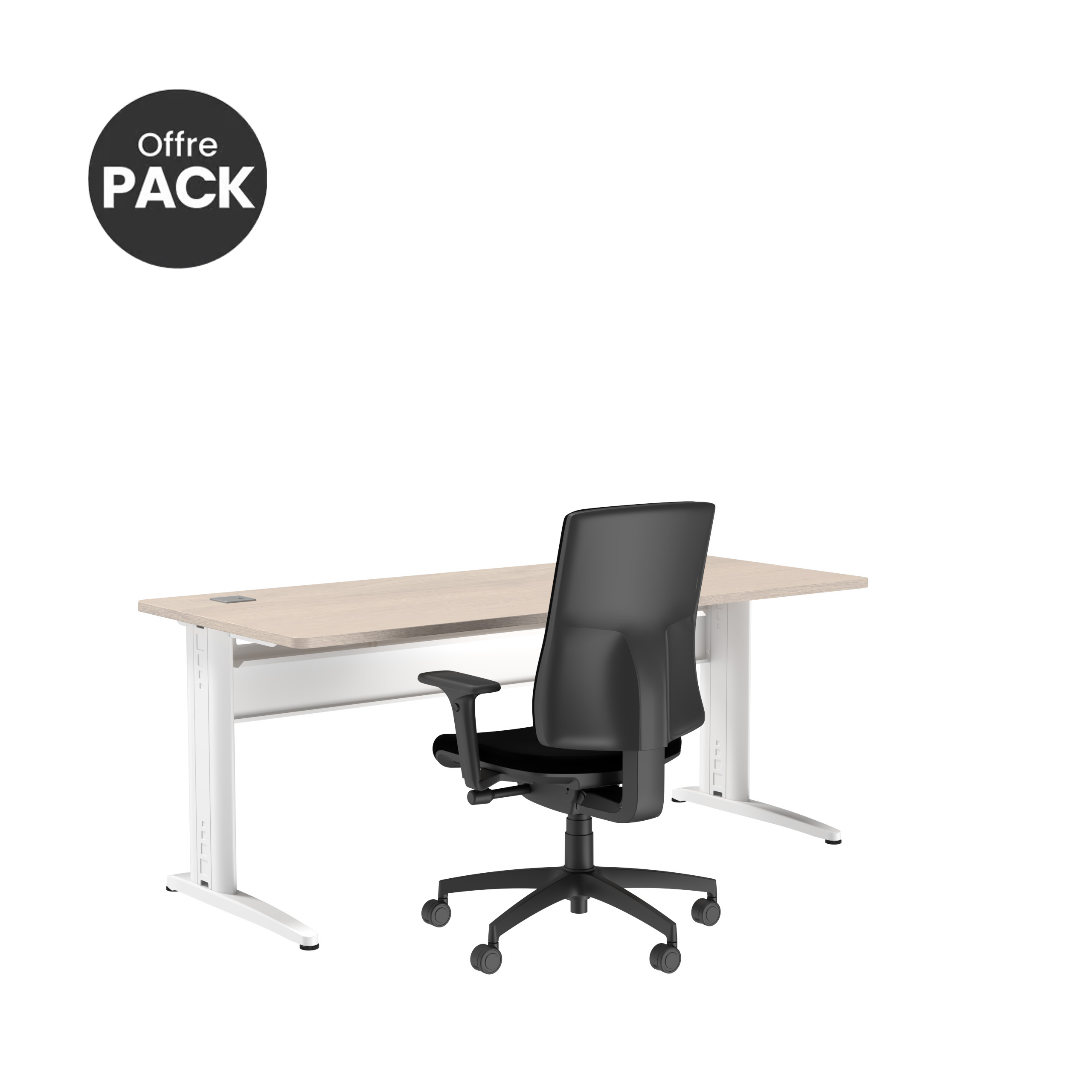 Offre pack : Bureau droit Corial - l. 160 x pr. 80 cm + fauteuil