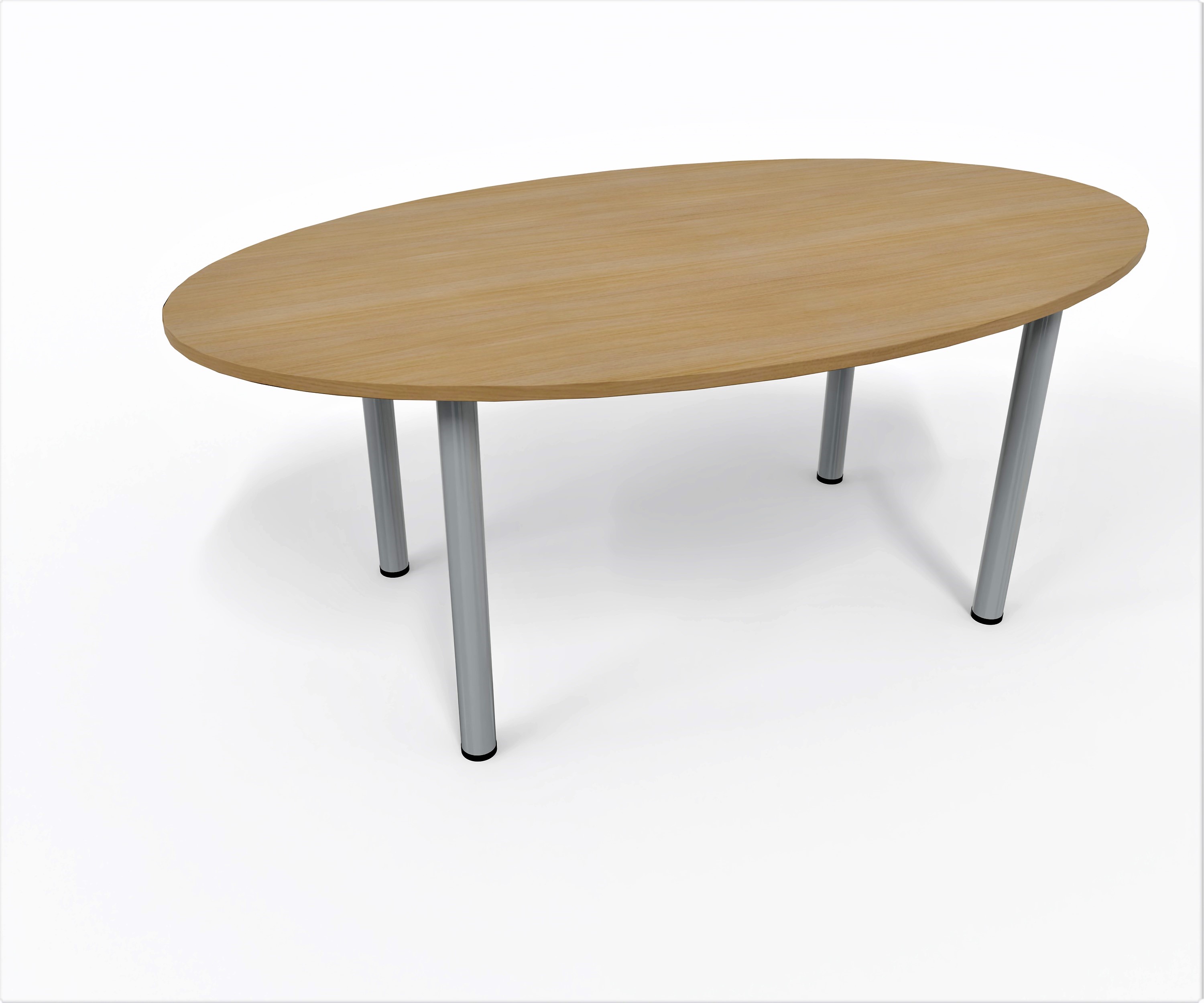 Table de réunion élliptique 6 places Corial - 4 pieds - l. 180 x pr. 100 cm