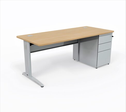 Bureau droit Corial - l. 180 x pr. 80 cm - avec caisson porteur - délai court