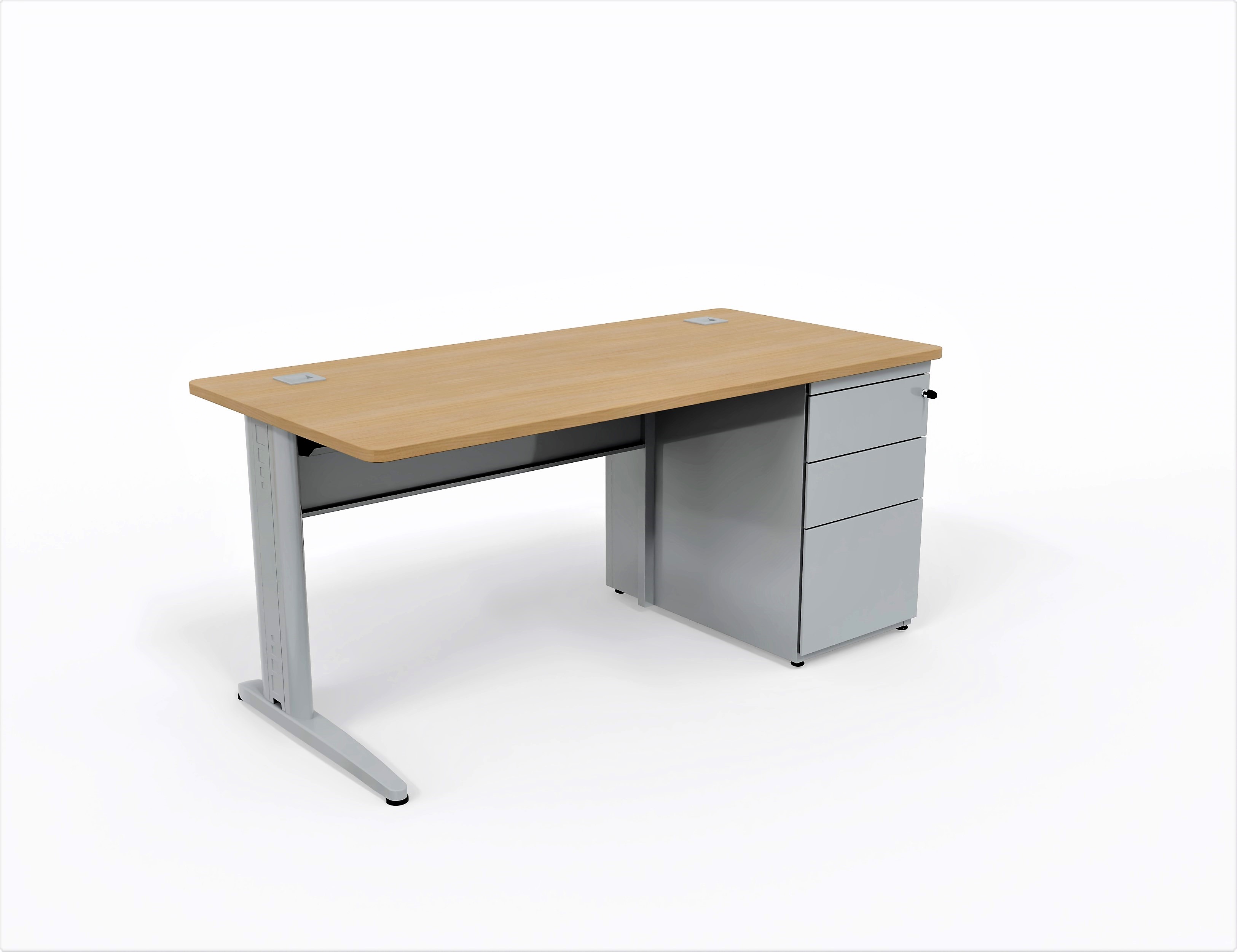Bureau droit Corial - l. 160 x pr. 80 cm - avec caisson porteur - délai court