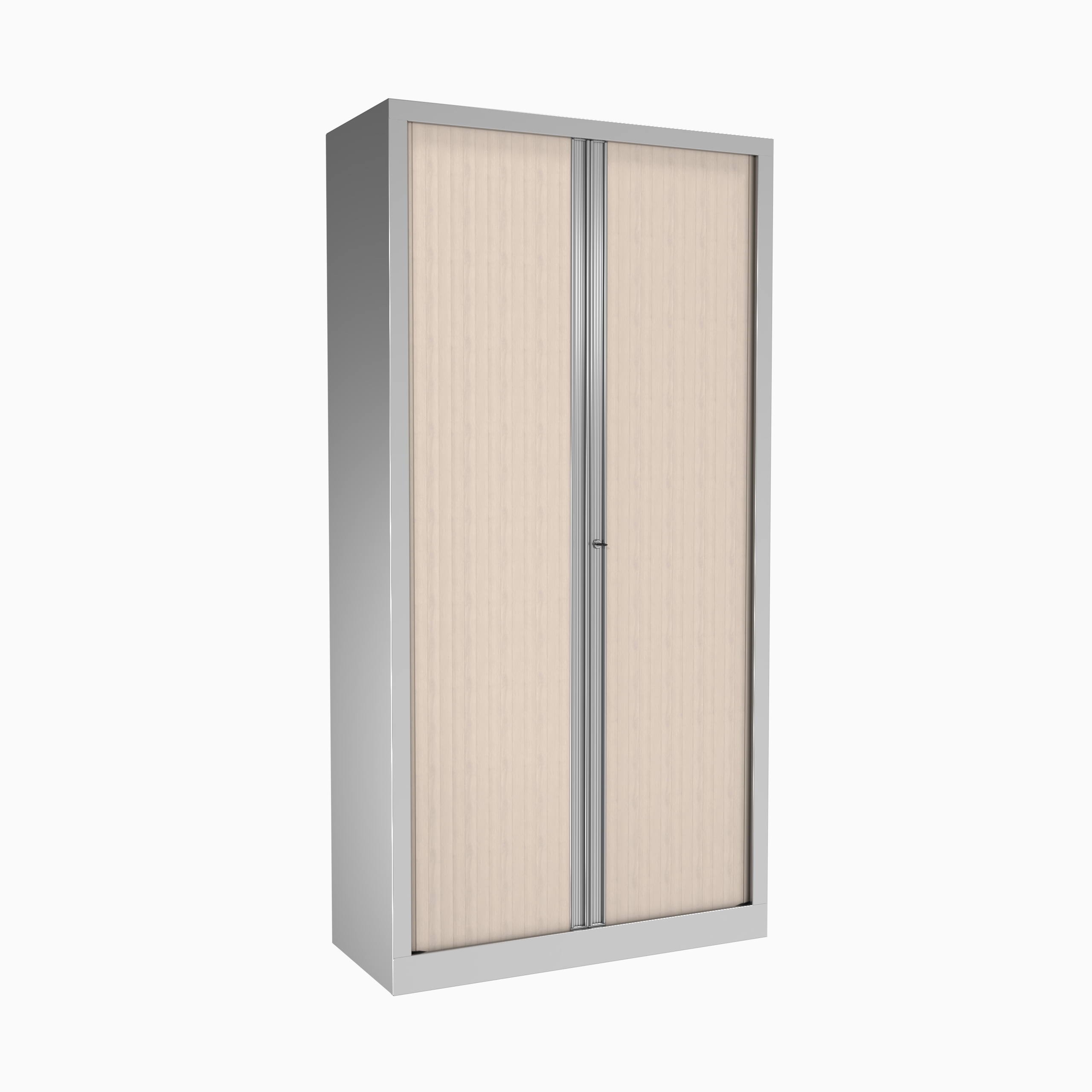 Armoire métallique Corial - h. 198 x l. 100 cm - 4 tablettes - façade décor bois - fermeture rideaux - délai court
