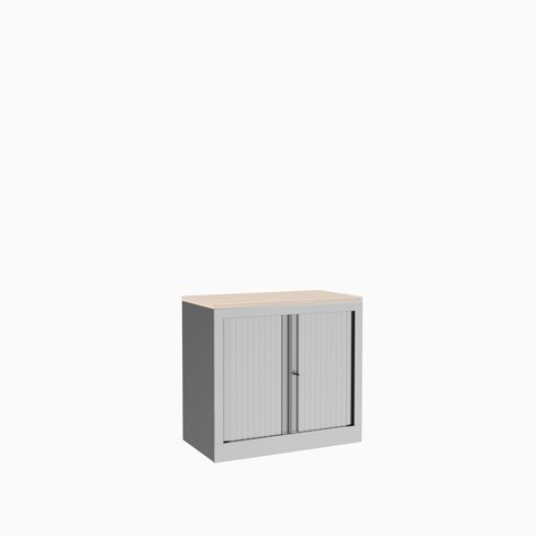 Armoire hauteur bureau métallique Corial - l. 80 cm - 1 tablette - unicolore - fermeture rideaux - délai court