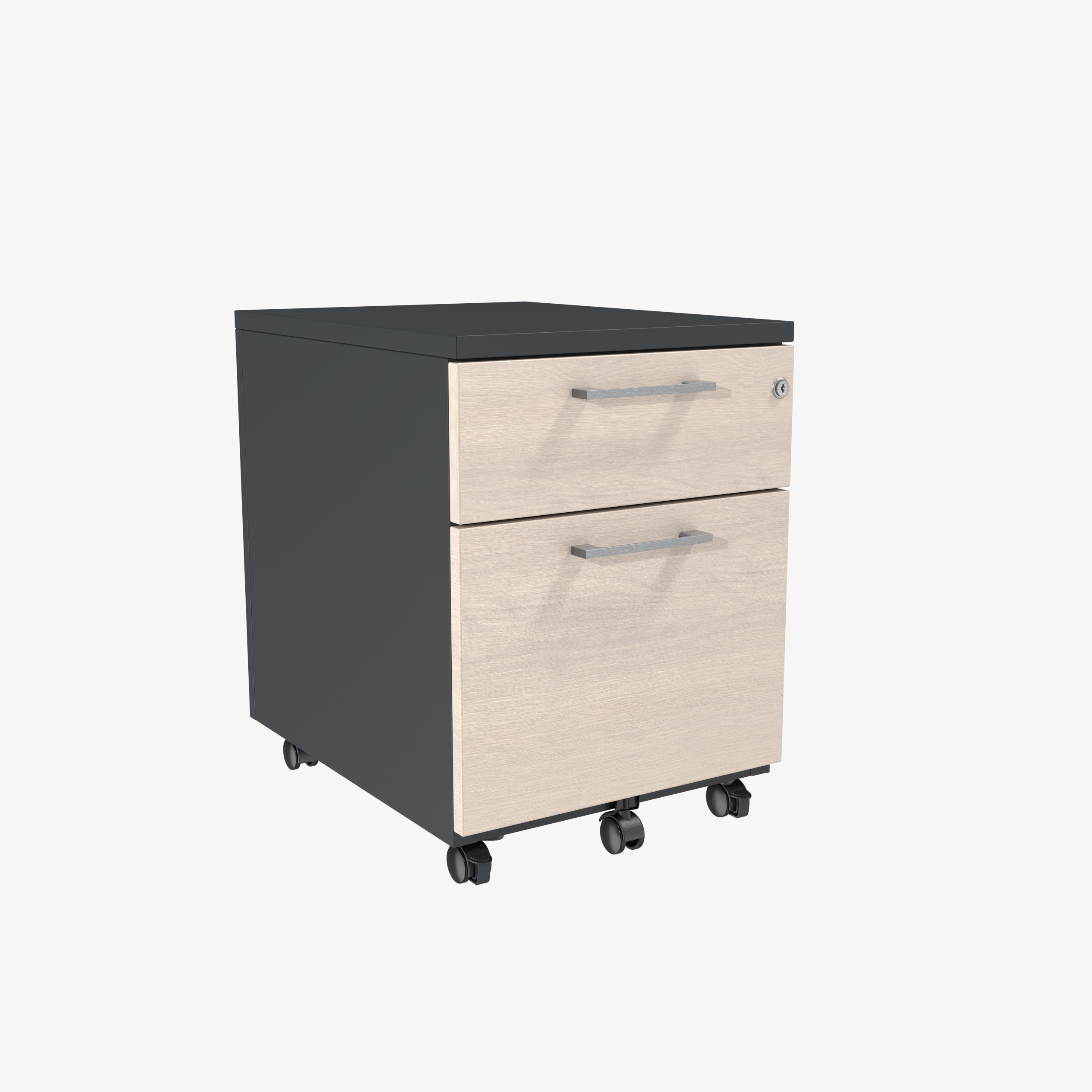Caisson mobile métallique/mélaminé Corial - 1 tiroir plat + 1 tiroir dossiers suspendus - délai court