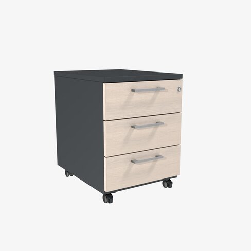 Caisson mobile métallique/mélaminé Corial - 3 tiroirs plats délai court