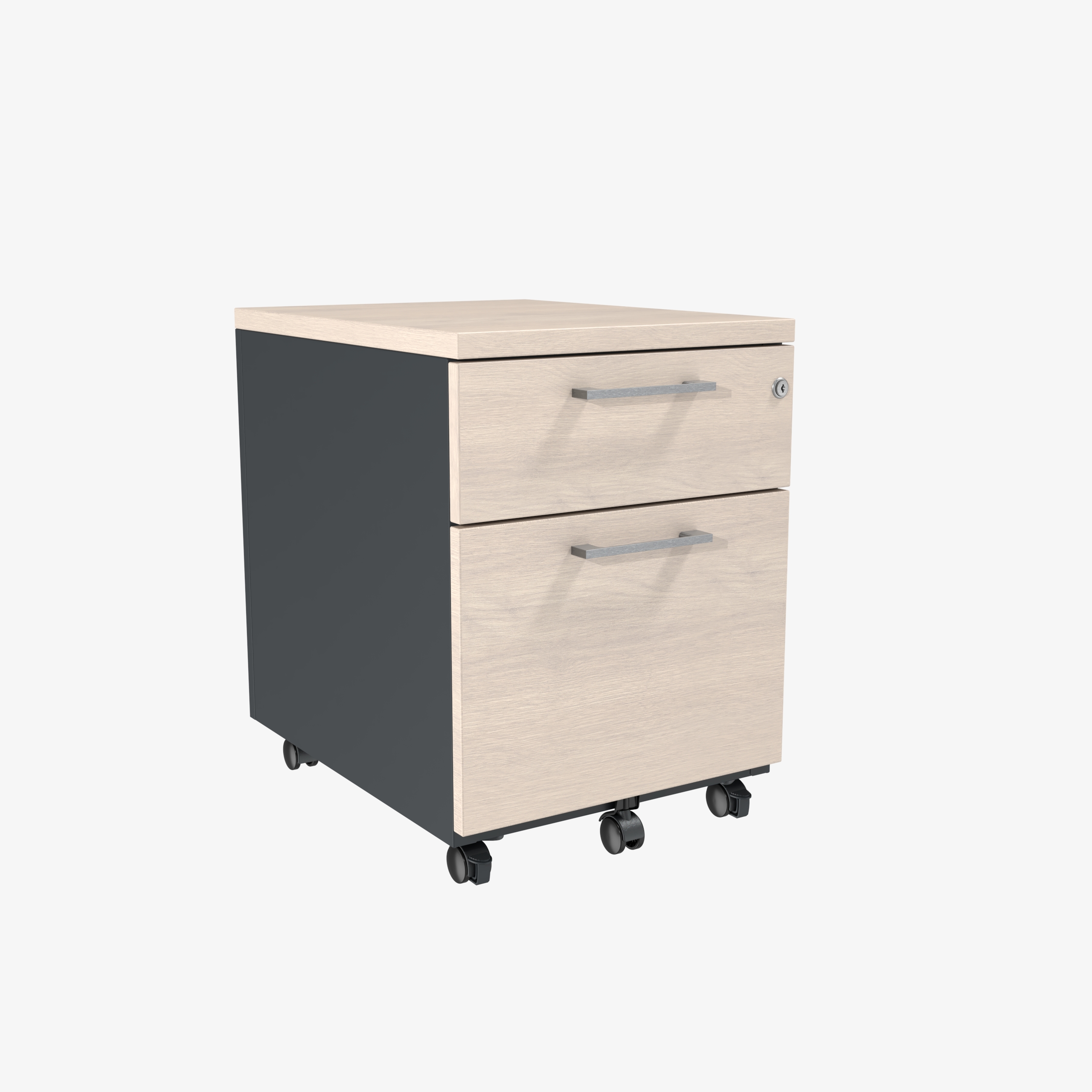 Caisson mobile métallique/mélaminé Corial - 1 tiroir plat + 1 tiroir dossiers suspendus - coiffe - délai court