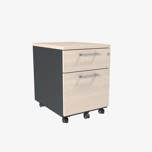 Caisson mobile métallique/mélaminé Corial - 1 tiroir plat + 1 tiroir dossiers suspendus - coiffe - délai court