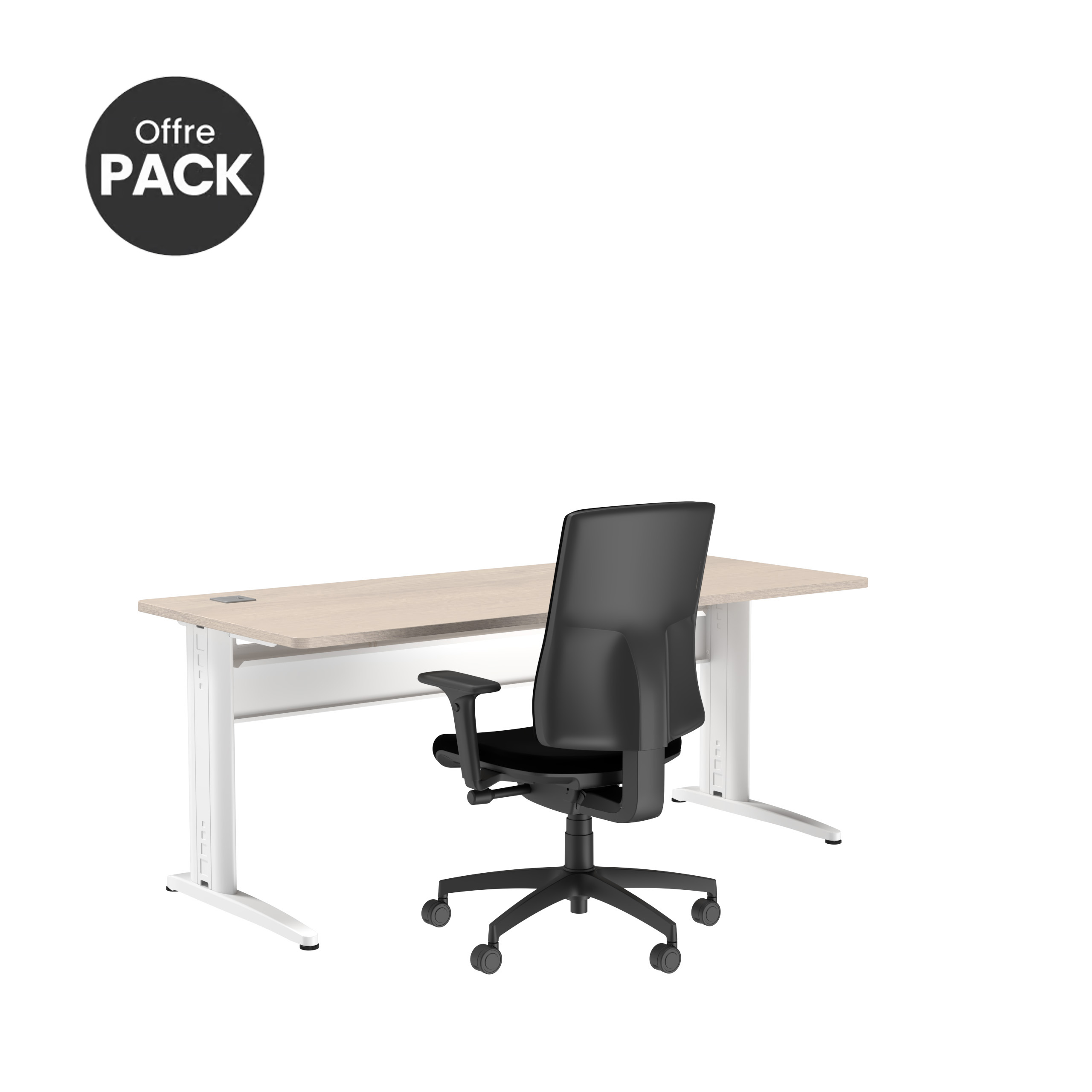 Offre pack : Bureau droit Corial - l. 160 x pr. 80 cm + fauteuil - délai court