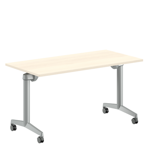 Table pliante Fliptop Twin - 140 x 70 cm - piétement mobile - plateau mélaminé rabattable