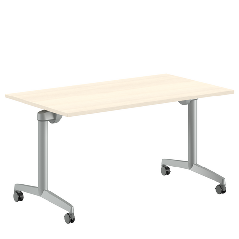 Table pliante Fliptop Twin - 140 x 80 cm - piétement mobile - plateau mélaminé rabattable