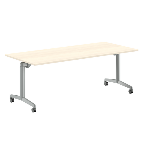 Table pliante Fliptop Twin - 200 x 90 cm - piétement mobile - plateau mélaminé rabattable