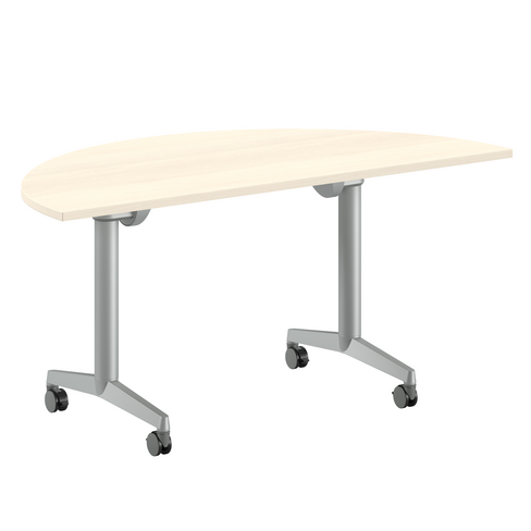 Table pliante demi-lune Fliptop Twin - 160 x 80 cm - piétement mobile - plateau mélaminé rabattable