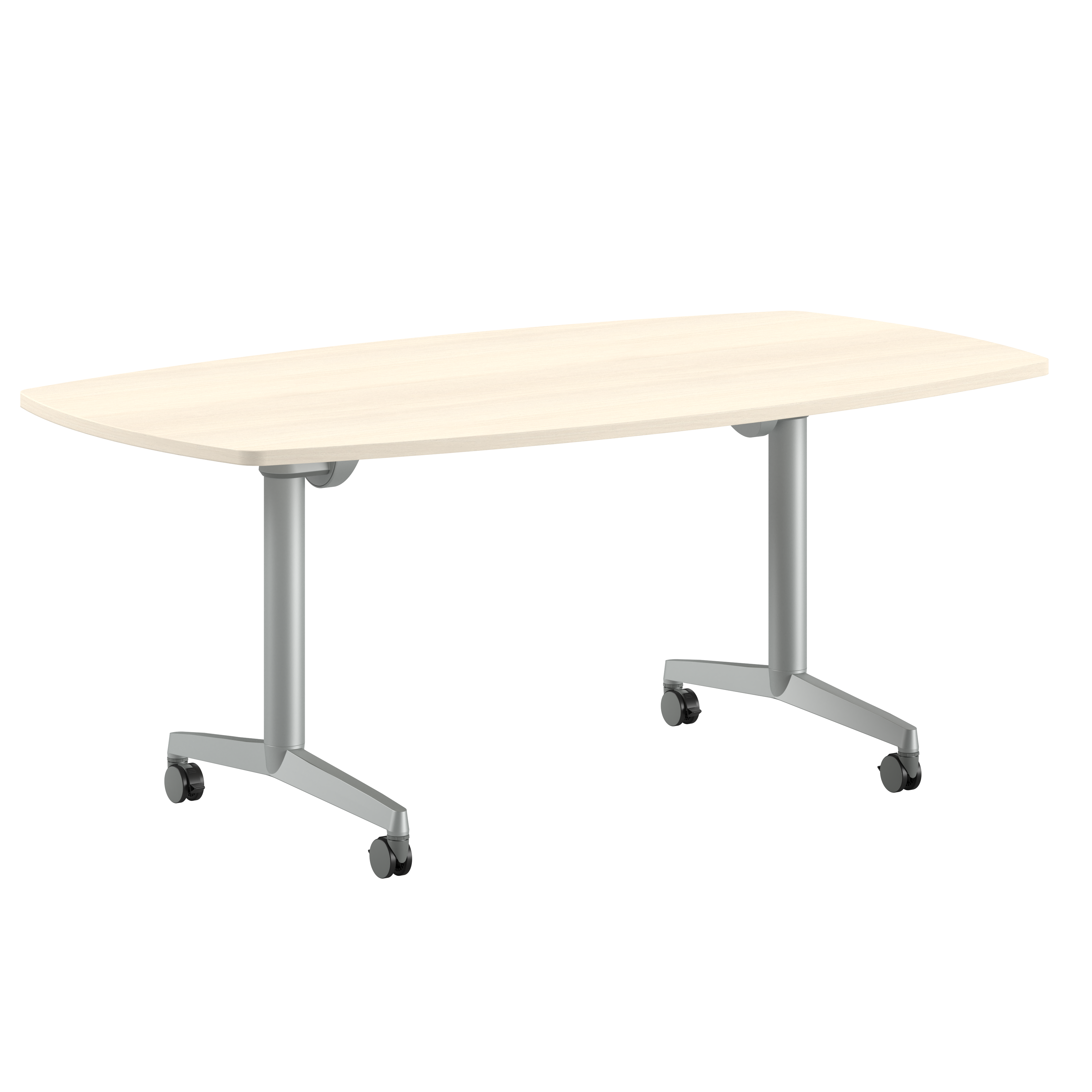 Table pliante tonneau Fliptop Twin - 180 x 100 cm - piétement mobile - plateau mélaminé rabattable