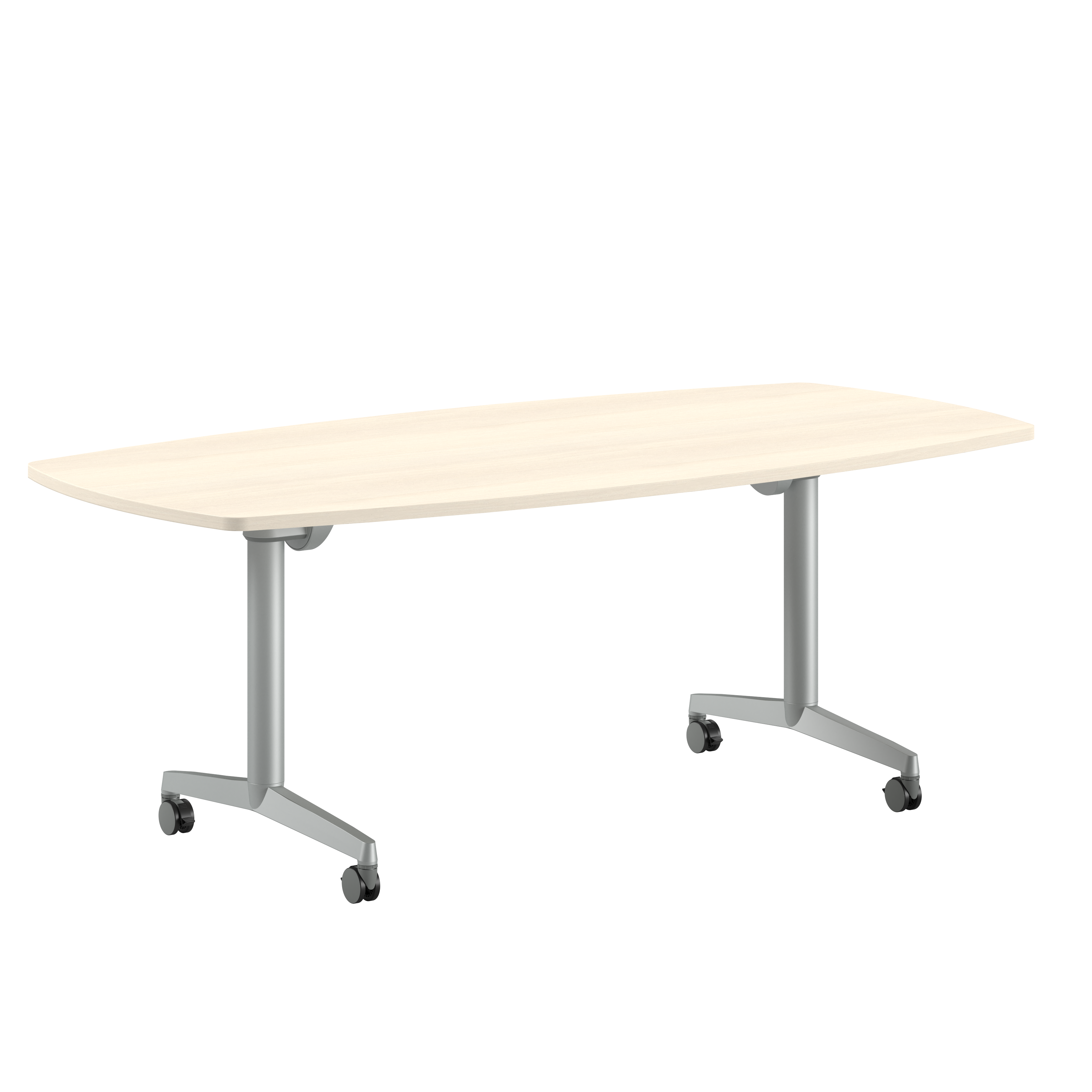 Table pliante tonneau Fliptop Twin - 200 x 100 cm - piétement mobile - plateau mélaminé rabattable