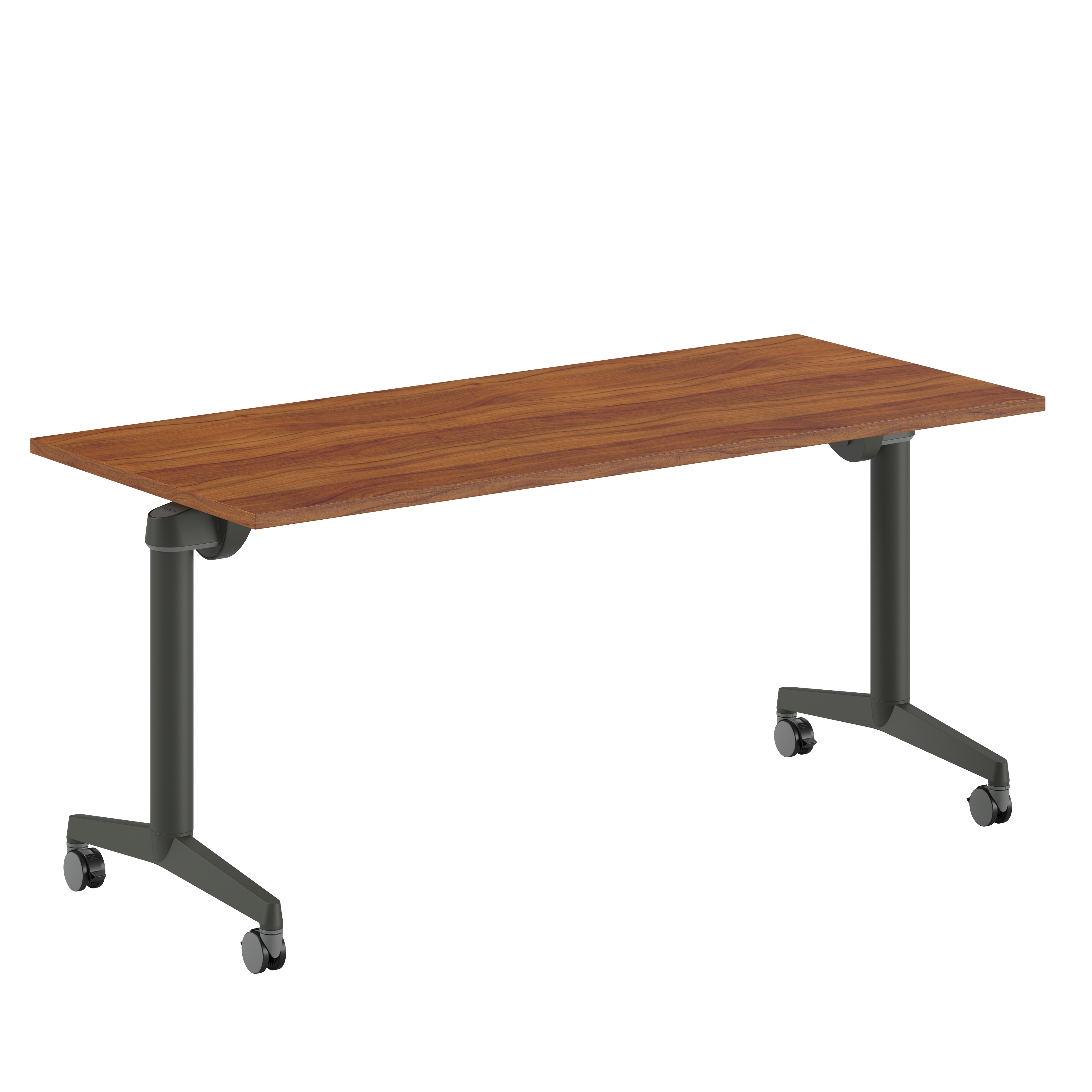 Table pliante Fliptop Twin - 160 x 70 cm - piétement mobile - plateau ébénisterie rabattable