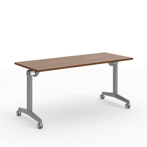 Table pliante Fliptop Twin - 160 x 65 cm - piétement mobile - plateau ébénisterie rabattable