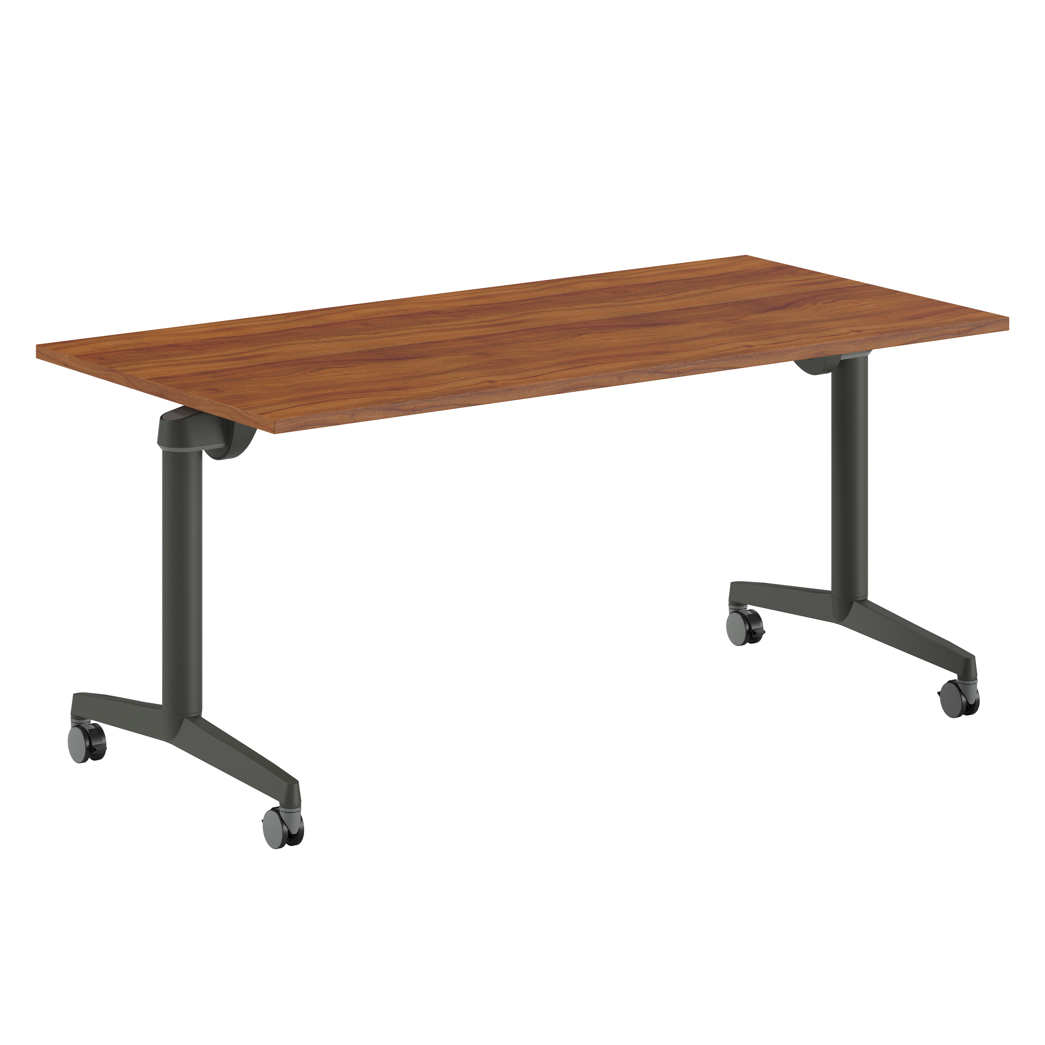 Table pliante Fliptop Twin - 160 x 80 cm - piétement mobile - plateau ébénisterie rabattable