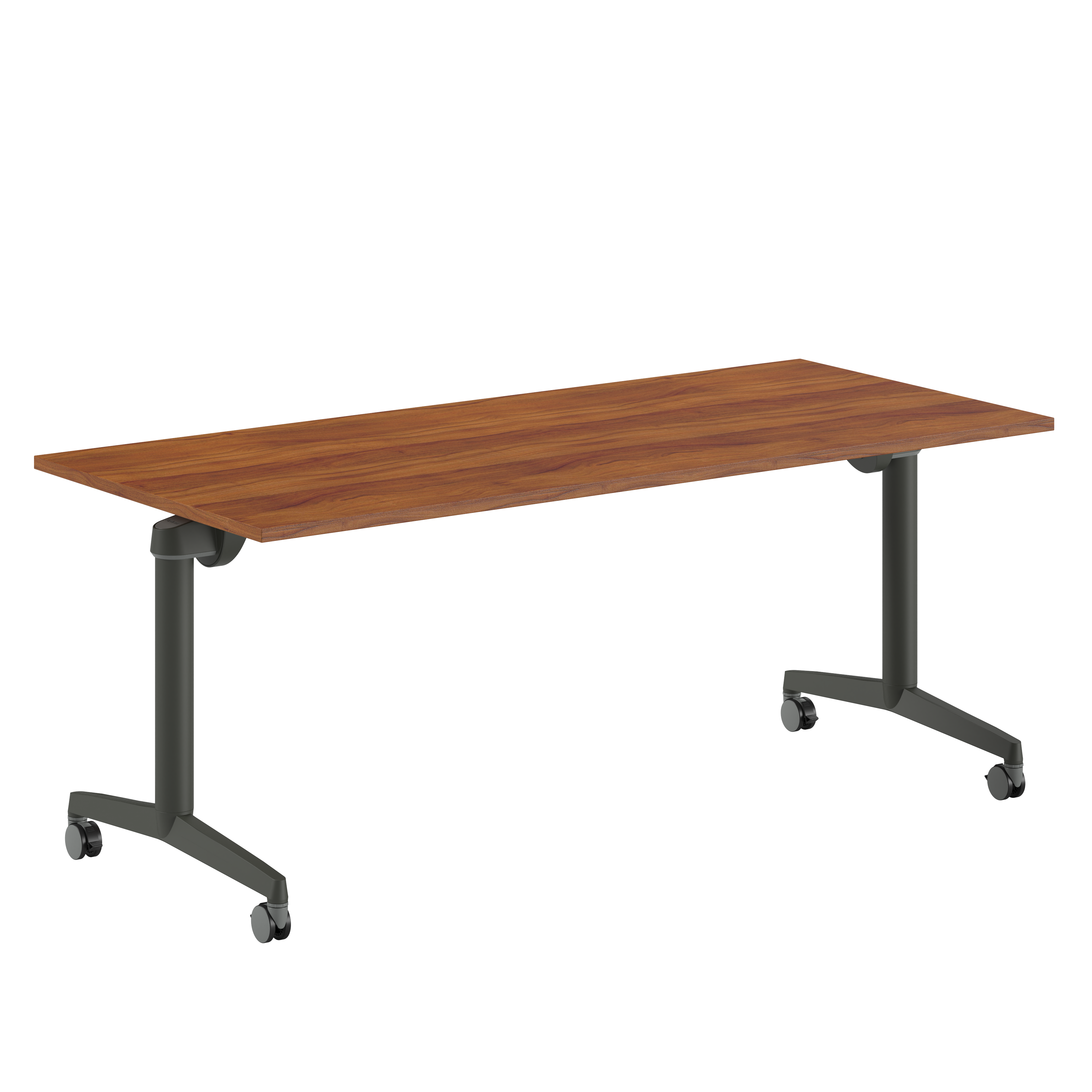 Table pliante Fliptop Twin - 180 x 80 cm - piétement mobile - plateau ébénisterie rabattable