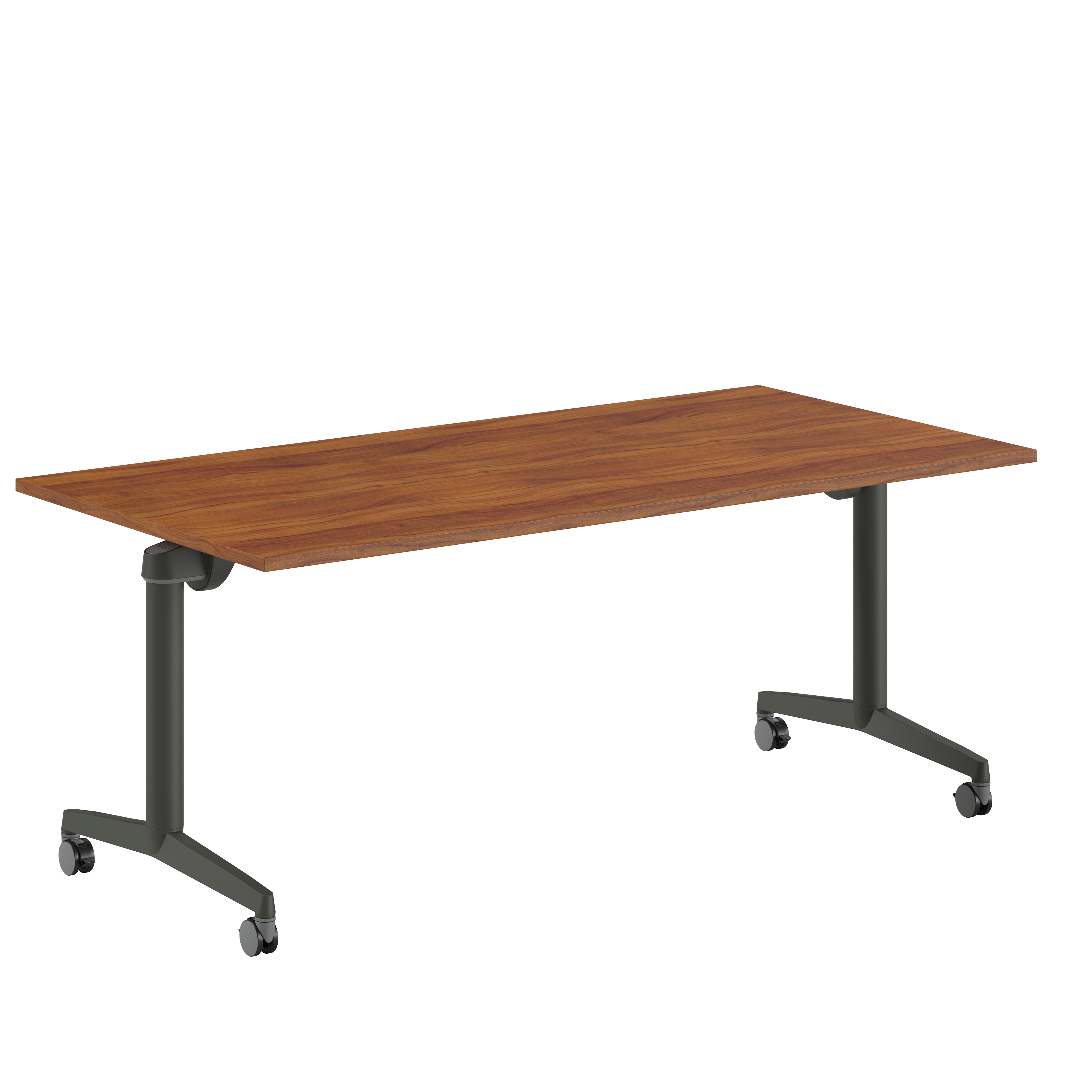 Table pliante Fliptop Twin - 180 x 90 cm - piétement mobile - plateau ébénisterie rabattable